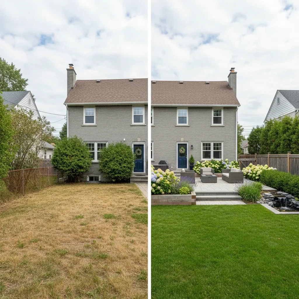 Landscape architect transformation - before and after by Elite Landscaping Fredericton in Fredericton